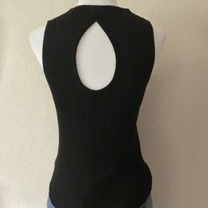 Silk Blend Knit Top w/ Keyhole Back +Bead Detail